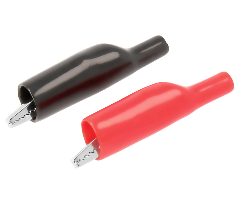 [TESWIR017] Pinzas de cocodrilo para puntas 4,0mm, Roja y Negra. Mod. TESWIR017