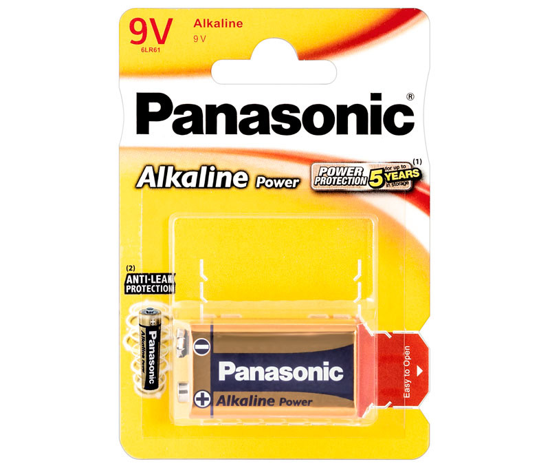 Pila Alcalina Panasonic 6LR61, Block 9V. Mod. 6LR61APB/1BP