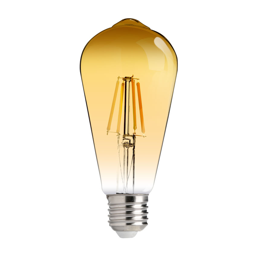 [10640602AM] Bombilla LED E27 filamento ST64 Golden 6W 2200K. Mod. 10640602AM