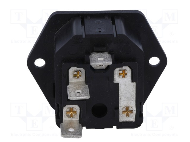 Conector alimentación IEC macho chasis 10A c/portafusible. Mod. 815-830