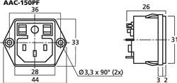 [AAC150PFMON] TOMA CHASIS MACHO C/ PORTAFUSIBLE. MOD. AAC-150PF