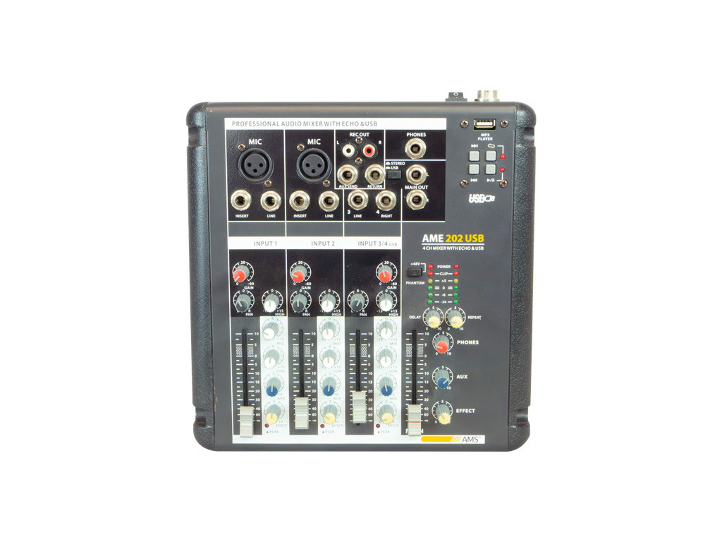 [AME202USBAMS] Mesa de mezclas 2 canales USB/MIC/LINEA  AMS. Mod. AME 202 USB