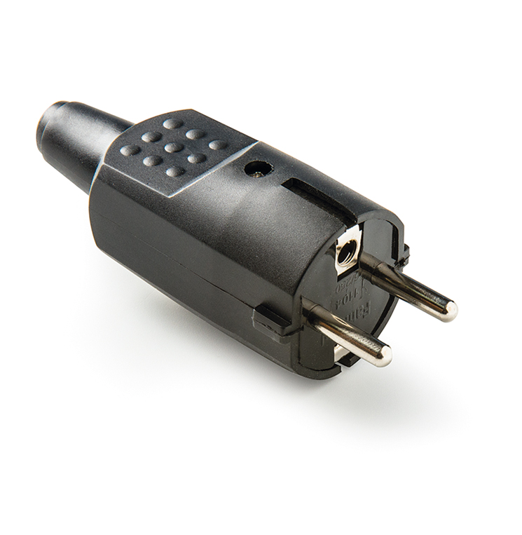 Clavija PVC goma 16A negra Famatel. Mod. 1104