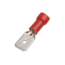 Terminal de faston macho preaislado 6.3mm, rojo, 0.25mm² a 1.5mm². Mod. ASMDD125250
