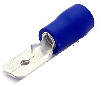 Terminal de faston macho preaislado 6.3mm, azul, 1.5 mm² a 2.5mm². Mod. ASMDD2250
