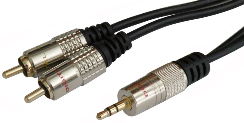 Conexión Audio Jack Macho Ø 3,5mm. Estéreo a dos RCA machos de 10 metros. Mod. 0651-10