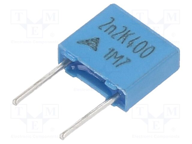 Condensador de poliéster 2.2nF 200VAC 400VDC 5mm. Mod. CP2.2200
