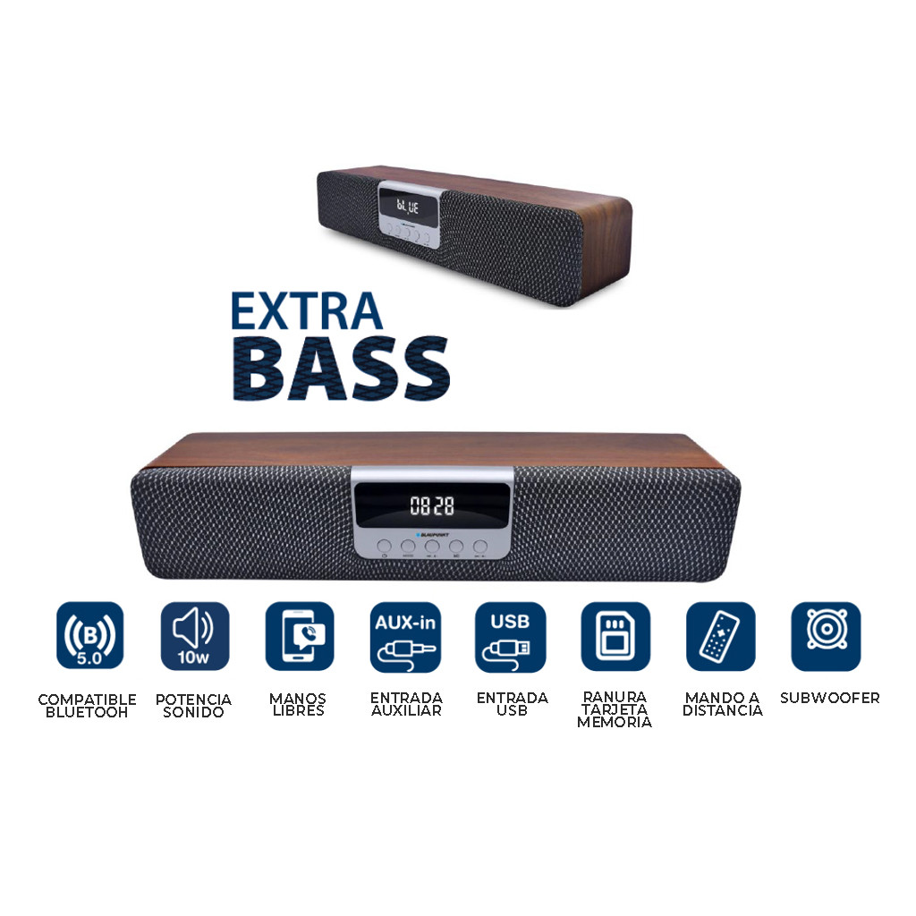 Despertador barra de sonido madera Bluetooth Denver. Mod. BLP9650