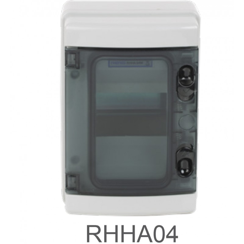 Caja superficie estanca modular 4E puerta transparente IP65. Mod. RHHA04