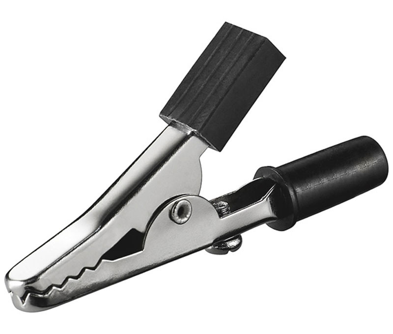 [CON607ELM] Pinza de cocodrilo negra 4mm y tornillo. Mod. CON607