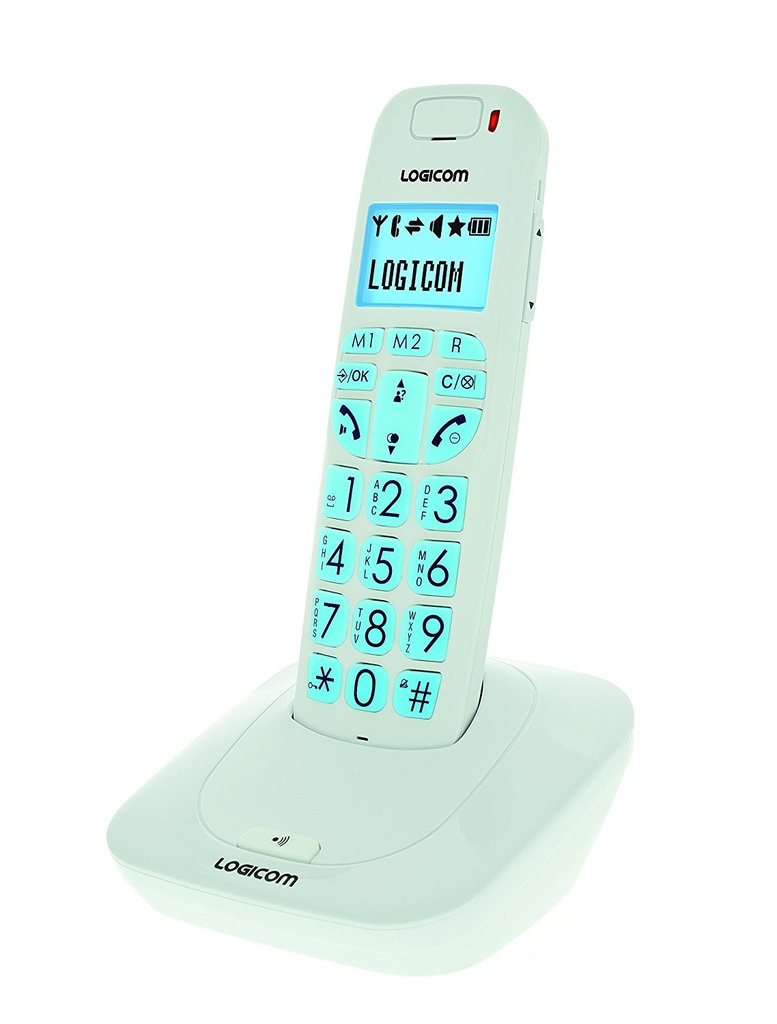 [CONFORT150] Teléfono inalámbrico con pantalla, color blanco Logicom. Mod. CONFORT 150