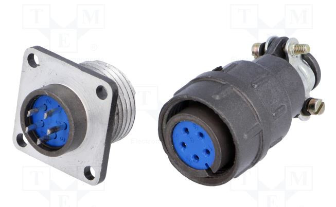 Conector hembra y macho redondos 5 pin 5A. Mod. DS1110-06-05LYP