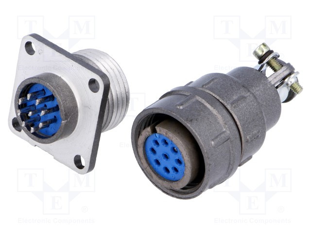 Conector hembra y macho redondos 9 pin 5A. Mod. DS1110-06-09LYP