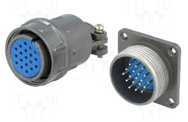 Conector hembra y macho redondos 19 pin 5A. Mod. DS1110-07-19LYP