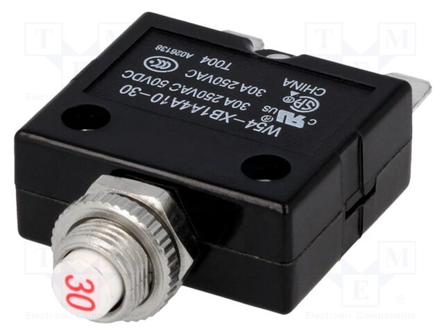 Interruptor magnetotérmico Unom 250VCA 50VCC 30A. Mod. W54-XB1A4A-30