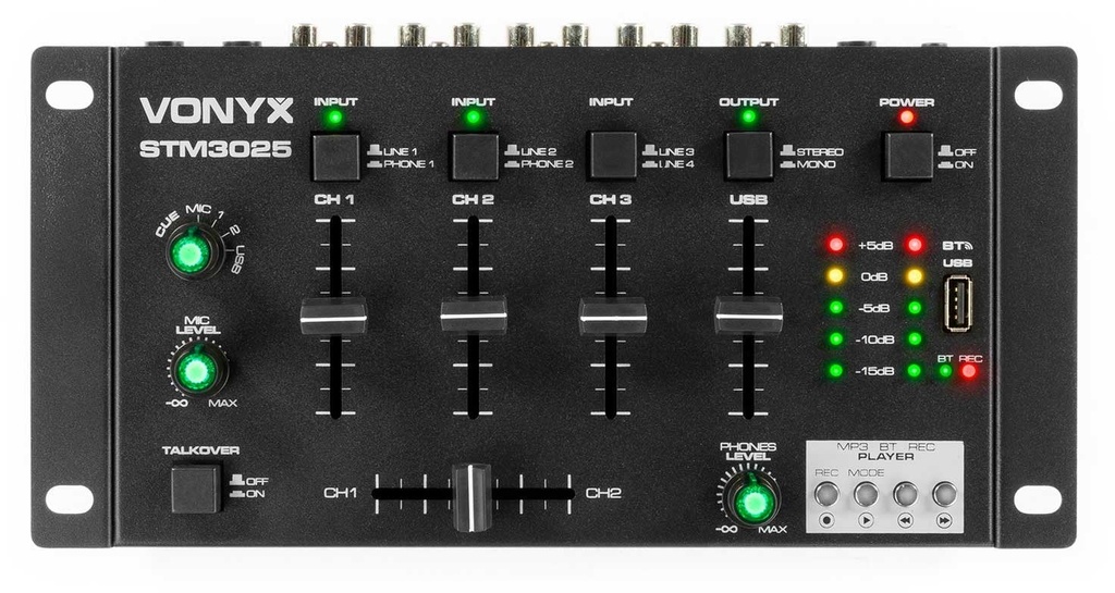 Mesa de mezcla 4 canales USB MP3 bluetooth Vonyx. Mod. STM3025B