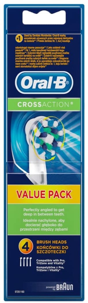 Set de 4 Recambios cepillo Oral-B Crossaction. Mod. EB50/4