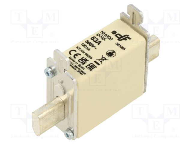 [381055TME] Fusible cuchilla NH000 63A 500V c/indicativo. Mod. 381055