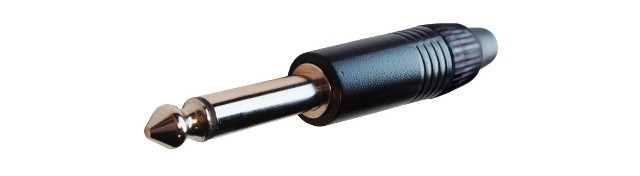 Conector Jack 6,3 Macho Mono metálico negro. Mod. CON245