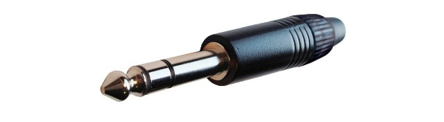 Conector Jack 6,3 Macho Estéreo metálico negro. Mod. CON246