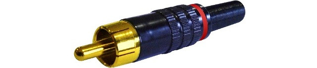 Conector RCA Macho METALICO ANILLA ROJA. Mod. 4120R