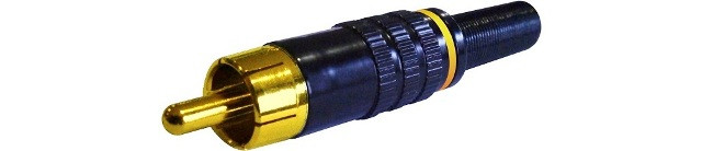 Conector RCA Macho METALICO ARO AMARILLO. Mod. AU7000080