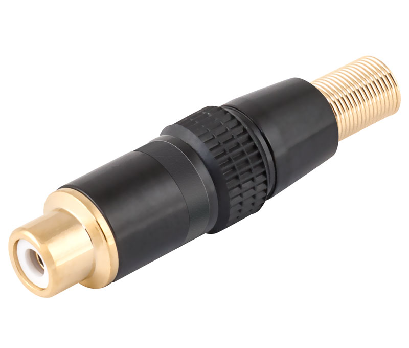 [EQ9030BWEME] Conector RCA Hembra metálico aro negro. Mod. CON253