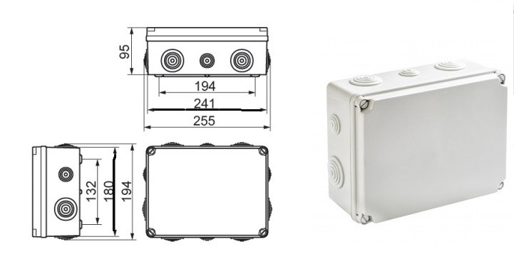 Caja estanca IDE conos 245x185x99. Mod. EV231