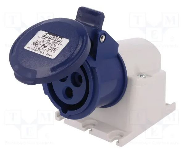 Base superficie 2P+TT 16A industrial Famatel. Mod. FAM-23297