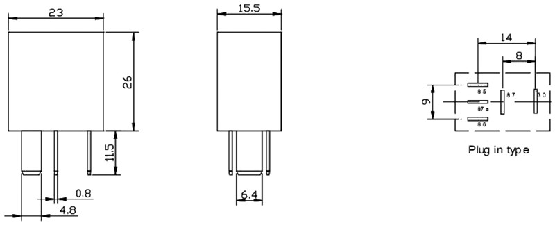 Relé coche 12VCC 25A 1,5W. Mod. FRC7C-S-DC12V