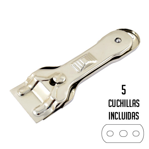 Rascavidrios metálico de 39 mm + 5 cuchillas. Ferrestock. Mod. FSKRK405