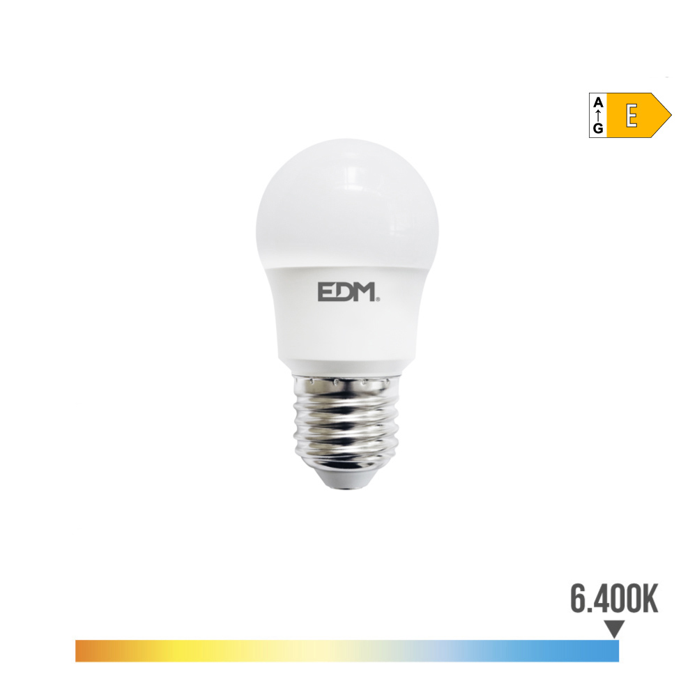 Bombilla esférica LED E27 8.5W 1000lm 6400K. Mod. 98728