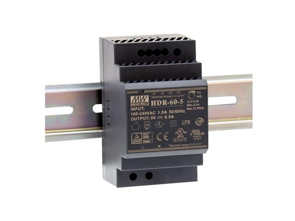 [HDR6012VEL] Fuente alimentación carril din 12V 60W Mean Well. Mod. HDR-60-12