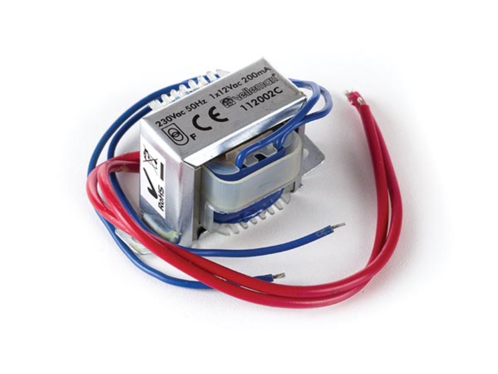 Transformador chasis abierto 2.4VA 12V 0.2A. Mod. 112002C