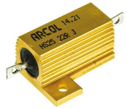 Resistencia de potencia con radiador atornillable 25W 22 Ohmios. Mod. HS25-22R