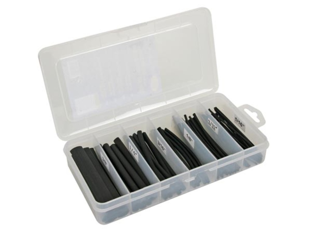 Caja pack de tubos termorretráctiles negro con cola 10cm - 85 uds. Mod. K/STB2G