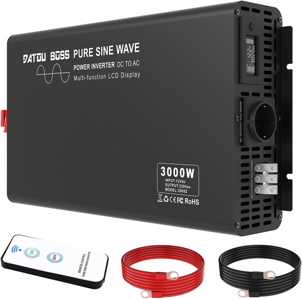 Inversor onda pura 12V a 230V 3000W. Mod. DAT123000