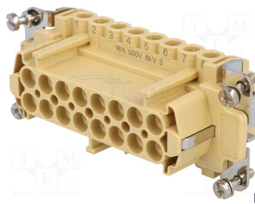 Conector HDC hembra Jei 16 pin 16+PE tamaño 77.27 Ilme. Mod. JCNEF16
