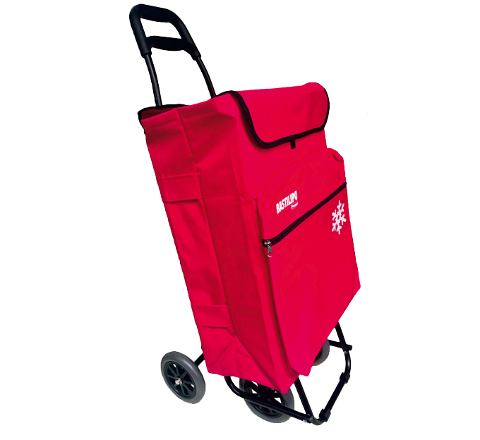 Carro compra 4 ruedas con Bolsa térmica 50l rojo Bastilipo. Mod. JULIAROJO