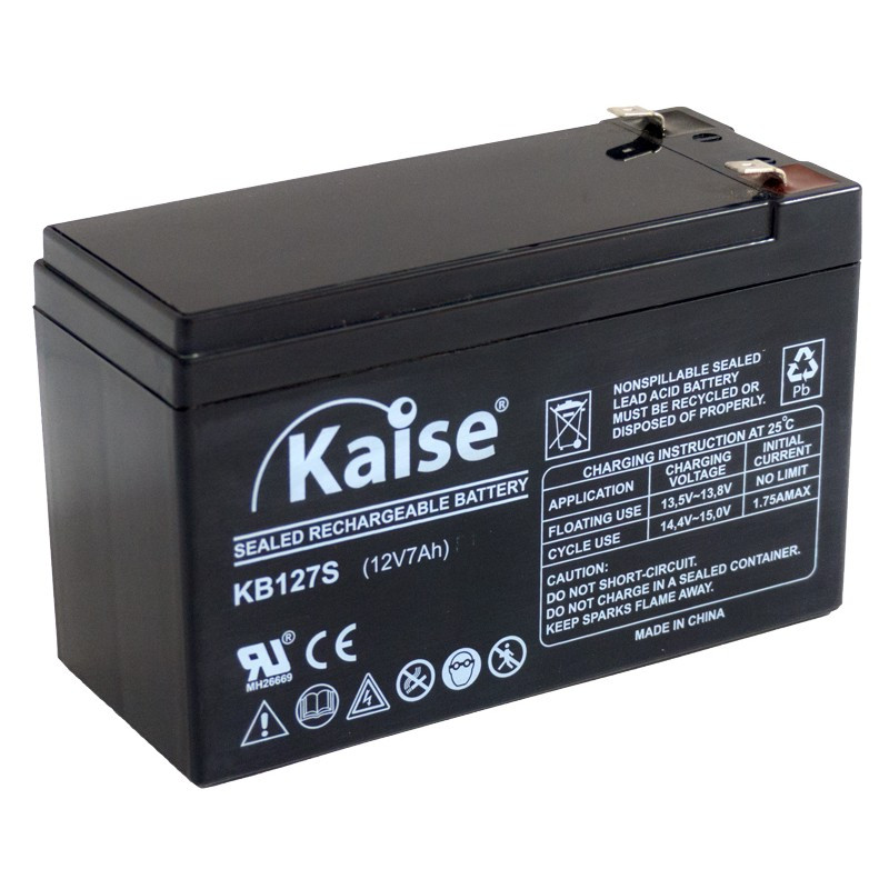 Batería plomo AGM 12V 7Ah F1Kaise. Mod. KB1270SECURITY
