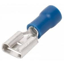 Terminal de faston hembra preaislado 4.8mm, azul, 1.5mm² a 2.5mm². Mod. 2040136