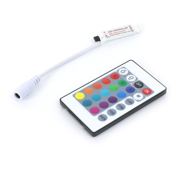 Controlador mini para tiras led RGB con control remoto por IR. Mod. LM2184
