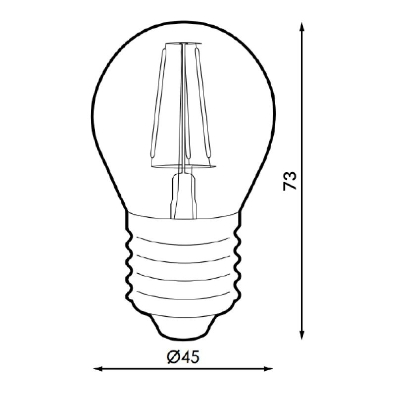 Bombilla Led Filamento E27 G45 4W ámbar 2300K. Mod. LM8551