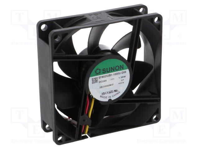 Ventilador axial 24VDC 80x80x25mm 3 hilos. Mod. EF80252B1-G99