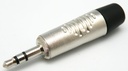Conector Jack 3.5mm estéreo macho metálico goma negra. Mod. 4119N