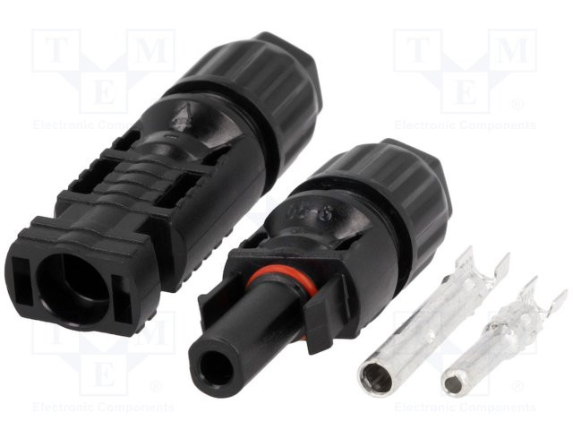 Conector solar macho + hembra recto 2,5 - 4mm2 con contactos. Mod. MC4CON950