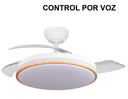 Ventilador techo aspas retráctiles control por voz 60W blanco/haya Parlatore. Mod. 264191368