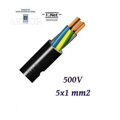 [3517ROD] Manguera negra 5x1mm2 500V. Mod. MN5X1
