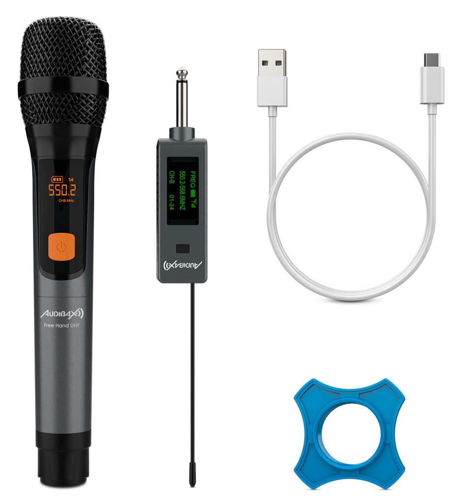 Micrófono de mano inalámbrico UHF Audibax. Mod. Missouri Free Hand UHF Black