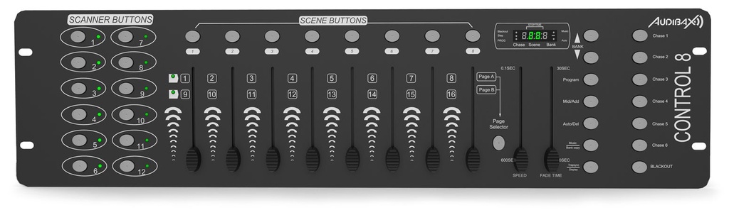 Controladora mesa DMX 192 canales Audibax. Mod. CONTROL 8